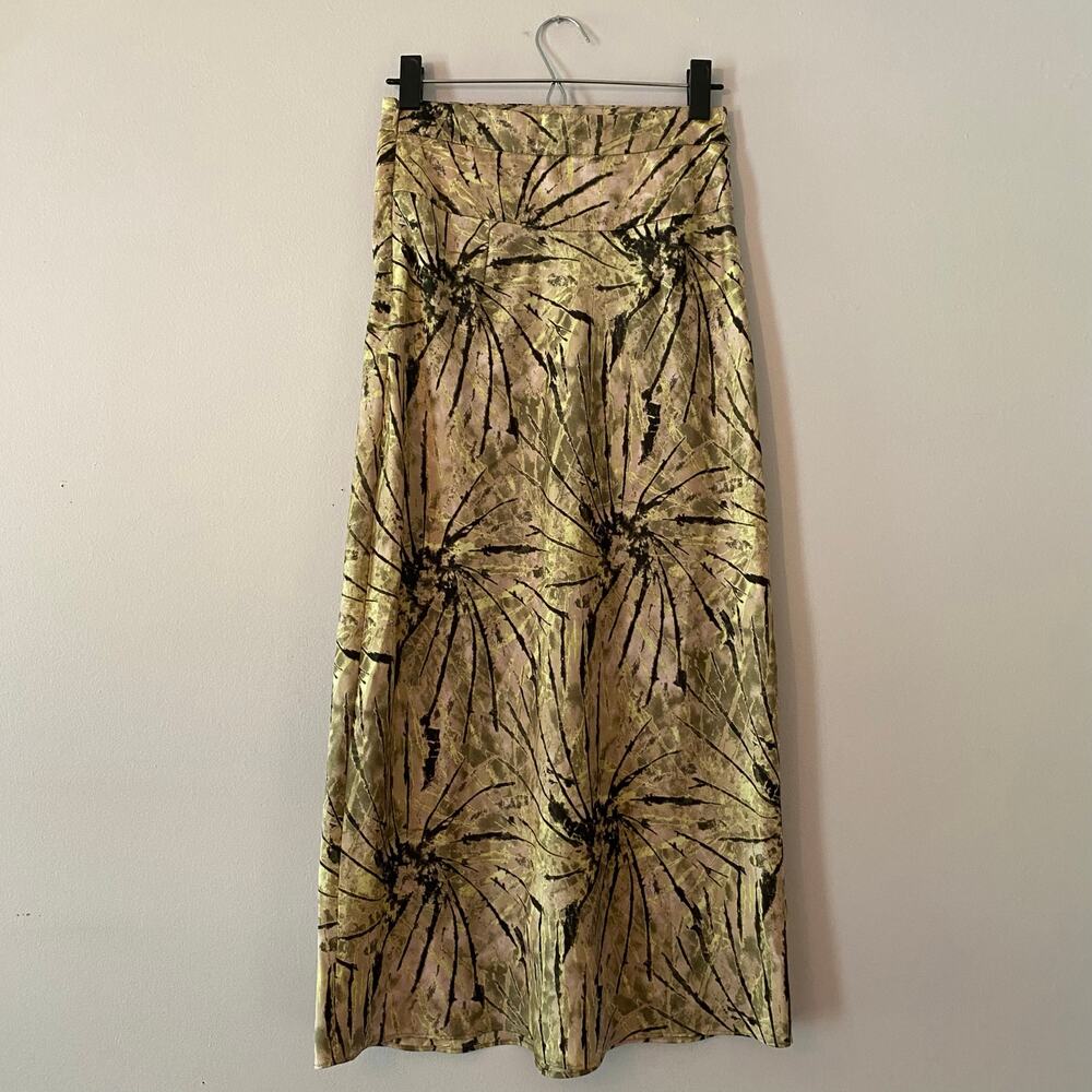 Free People Normani Bias Printed Pink Black Swirl Midi Skirt Hippie Women size 2 - Picture 5 of 8